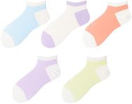 DIYBIRD Thin Womens Ankle Combed Cotton Socks Seamless Girls Low Cut Fashion Gifts Colorful Striped Cute Socks 5 Pairs (5-9, Mixed colors2(5 Pairs))