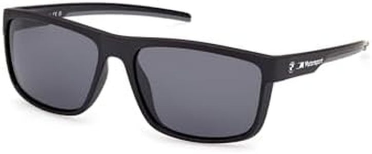 BMW M Motorsport BS0037 Occhiali da Sole Uomo, Occhiali da Sole Casual Leggeri, Forma Lente Rettangolare, Lenti Fumo Polarizzato, Nero Opaco