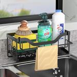 BEENLE Sponge Holder for Kitchen Sink, Kitchen Sponge Holder Sink Caddy with Automatic Drainage Tray, Durable Sink Organizer for Discloth Dish Brush Soap Scrubber