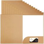 WAIZHIUA 12Pcs A4 File Folder Kraft Paper Business Project Folder Single Insert Folder Business Report Presentation Holder Square Cut Folders with Cards Slot Pockets for Office School Home Meeting