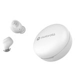 Motorola MOTO BUDS 250 - True Wireless Bluetooth Earbuds with Microphone and Wireless Charging Case - IPX5 Water Resistant, Smart Touch-Control, Lightweight Comfort-Fit, Clear Sound, Deep Bass - White