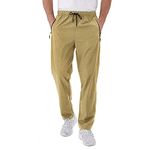 Rapoo Mens Workout Athletic Hiking Sweatpants Joggers Pants Elastic Waist Jogging Running Pants for Men with Zipper Pockets 05 Khaki XL