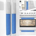 MRKG Refrigerator Door Handle Covers, Set of 5, Washable Without Fading, Keep Your Kitchen Appliance Clean from Smudges, Drips, Food Stains, Oil, 15.6X 5.6 inches, 6x3.5 inches (Blue, Grey)