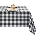 XWZO Checkered Table Cloths Rectangular 60 x 120 Inch - Waterproof & Stain Resistant Washable Plaid Tablecloth for Dining Party Outdoor Picnic Camping Decorative Gingham Table Cover, Black and White