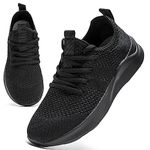 EGMPDA Womens Trainers Running Shoes for Women Walking Gym Sports Ladies Trainers Flat Jogging Fitness Sneakers Breathable Fashion Casual Black UK Size 6