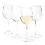 Amazon Basics Stemmed White Wine Glasses, 355 ml, Dishwasher-Safe, 4-Piece Set