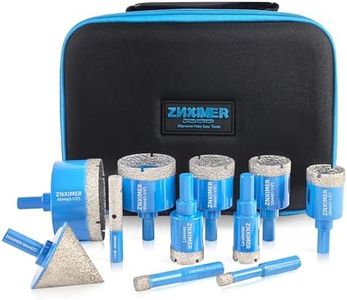 ZNXIMER 12PCS Diamond Hole Saw Kit, Tile Hole Saw Kit for Granite, Marble, Tiles, Ceramic, Stone Drilling, Kit Size 6 8 10 20 25 28 32 35 45 65MM/2"/10MM