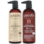 PURA D'OR Professional Grade Anti-Hair Thinning 2X Concentrated Actives Biotin Shampoo & Conditioner (16oz x 2), No Sulfates, Clinically Tested, All Hair Types, Men & Women (Packaging Varies)