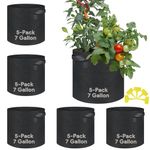7 Gallon Grow Bags 5 Pack Fabric Pots 300g Heavy Duty Thickened Nonwoven Plant Grow Bags with Handles for Potato Tomato Vegetable Garden Pots for Plants Indoor Outdoor(13.8" Dia x 12" H)