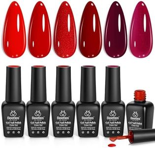 Beetles Red Gel Nail Polish Set - 6 Colors Bloody Mary Collection Popular Shimmer Red Burgundy Halloween Gel Polish Kit Nail Art Design Soak Off Uv LED Christmas Gel Nail Kit Minicure DIY Home