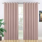 NIM TEXTILE Thermal Insulated Blackout Curtains, 180" Total Width, Room Darkening Window Panel Grommet Top Drapes - 2-Panels Set, 90" W x 84" L, Desert Rose