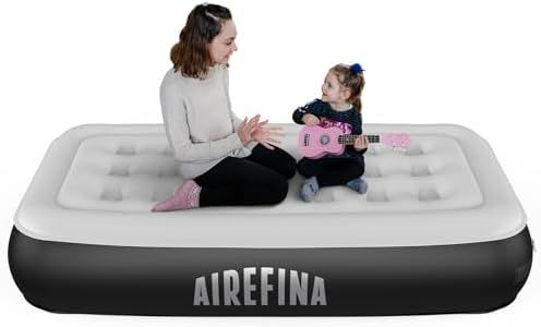 Airefina Single Size 13" high Twin Air Bed, Inflatable Bed with Built-in Pump, 2 Mins Quick Self-Inflation/Deflation Air Mattress, Portable Blow Up Bed for Home, Camping & Guests 190x99x33cm 250kg MAX