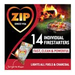 ZIP Firestarters Individually Wrapped Lights All Fuels & Charcoal Safe, Odorless, Convenient 14 Count