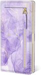 TMOODEL Wallet Women, Cute RFID Blocking Womens Wallet, Slim Thin Leather Wallets for Women, Bifold Ladies Purse Clutch Billfold Credit Card Holder Wallet with 11 Card Slots & ID Window, Purple Marble