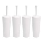 Amazon Basics Toilet Bowl Brushes and Holder Set with No-Slip Grip and Heavy Duty Bristles, Pack of 4, White (Previously AmazonCommercial Brand)