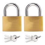 2 Pcs Solid Padlocks Heavy Brass Padlocks Security Small Lock for Luggage Lockers Toolboxes Cupboards