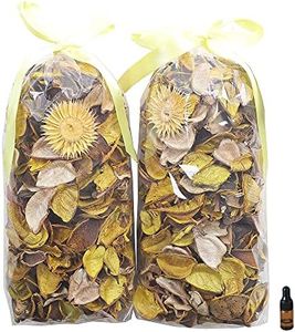 Qingbei Rina Potpourri Bowl Filler, Lemon Scented Potpourri Bags,Yellow Decorative Dried Flowers, Home Fragrance Perfume Petal,Vase Decor,2 Bags,8.4 oz