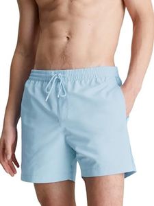 Calvin Klein Men Swim Trunks Medium Drawstring Mid-Length, Blue (Pleasant Blue), L