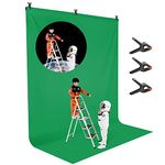 LimoStudio 9 x 13 ft Professional Green Photo Background, Chroma Key Backdrop Muslin with 3 Heavy Duty Spring Clip Clamp, AGG3264