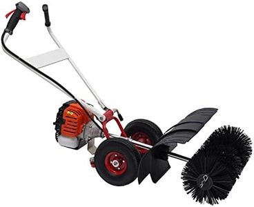 Snow Sweeper Gas Power Broom Cleaning Sweeping Device 52Cc 2Stroke Artificial Lawn Driveway Cleaner Hand-Pushed Grass Brush Powered Concrete Sweep for Snow Removal Artificial Grass Sidewalks (2.5HP)