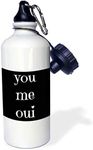 3dRose You me Oui, French Word, Black Background - Sports Water Bottle, 21oz (wb_220128_1)