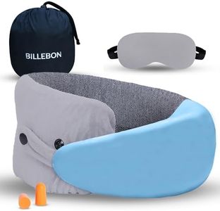 Billebon Memory Foam Neck Pillow with Cooling Gel, Snake Shape Travel Pillow with Snap Button, Neck Rest for Travelling & Flight Travel, Ergonomic Support for Comfort & Pain Relief (Grey Combo)