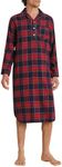 Latuza Men's Cotton Flannel Nightshirts Long Sleeve Night Gown, Red, Medium