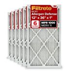 Filtrete 12x36x1 AC Furnace Air Filter, MERV 11, MPR 1000, Micro Allergen Defense, 3-Month Pleated 1-Inch Electrostatic Air Cleaning Filter, 6 Pack (Actual Size 11.69x35.69x0.81 in)