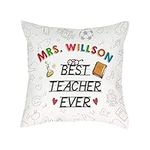 Best Teacher Ever Personalised themed Thanks Giving, End of School Year, Birthday, Christmas Sofa decor Home Décor, Satin Throw Pillow/Cushion. (Satin Cushion Cover)