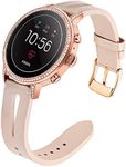 for Fossil Gen 4 Q Venture HR Women Bands, TRUMiRR 18mm Unique Genuine Leather Watchband Quick Release Strap Rose Gold Stainless Steel Clasp Bracelet for Fossil Gen 3 Q Venture LG Watch Style