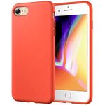 JETech Silicone Case for iPhone SE 3/2 (2022/2020 Edition), iPhone 8 and iPhone 7, 4.7-Inch, Silky-Soft Touch Full-Body Protective Case, Shockproof Cover with Microfiber Lining (Orange Red)