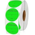 Gueevin 1000 Pcs Circle Inventory Labels QC Passed 2" Quality Control "Inspected by" Inventory Stickers Fluorescent Green Inventory Label Writable Handling for Shipping Inventory Control Organization