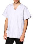 CHEROKEE Women and Men V-Neck Scrub Top with 3 Pockets 4876, White, S