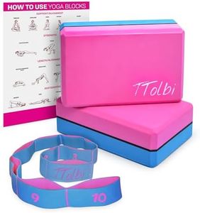 Yoga Blocks 2 Pack Kit with Dance Stretch Band & Guide: Non-Slip EVA Foam Block - Ideal Stretching Equipment for Home Workouts, Dance, Ballet, Gymnastics, Pilates, Exercise - Stretch Strap Stuff Props