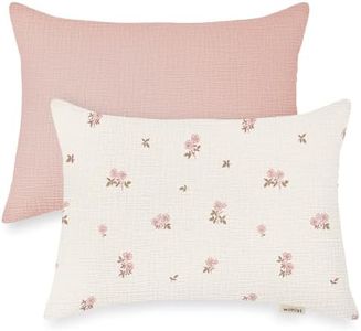 Toddler Pillowcases for 13"x18" Pillow 2 Pack, Muslin Small Toddler Baby Kids Travel Pillow Covers for Boys Girls with Envelope Closure