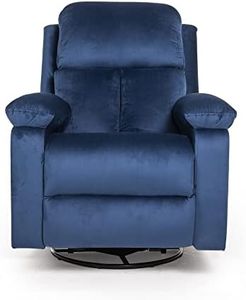 Wakefit Recliner | 3 Years Warranty | Velvet Fabric Rocking & Revolving Recliner Sofa 1 Seater | Recliner Chair | Stargazer - Blue