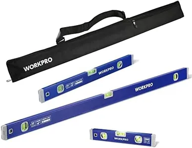 WORKPRO 3-Piece Spirit Level Set (12", 20", 40"), Level Set with Magnetic Torpedo Level, 45°/90°/180°Bubbles Measuring, Open Top View Design, Aluminium Alloy Levels with Carrying Bag