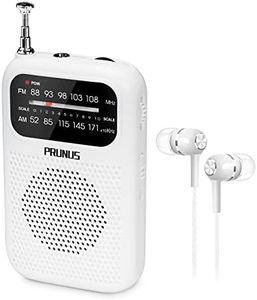 PRUNUS J-777 Pocket Radios Portable AM FM Small Walkman Radio with Best Reception, 2 AAA Battery Operated Transistor Radio with Headphone & Speaker for Walk/Jogging/Gym/Camping White