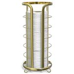 BROOKSTONE, Trending Black Toilet Paper Holder, Freestanding Bathroom Tissue Organizer, Minimalistic Storage Solution, Modern & Stylish Design [Holds MEGA Rolls], Gold