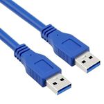 Storite 1.5M USB 3.0 Type A Male to Type A Male Cable For Data Transfer Hard Drive Enclosures, Cooling Pad -Blue