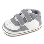 MK MATT KEELY Baby Boys First Walking Shoes Toddlers Prewalk Trainer Sneakers for Newbron Infant with Anti-Slip Soft Sole,Grey,3-6 Months