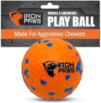 Iron Paws Indestructible Dog Ball, Orange - Tough Dog Toy for Aggressive Chewers, Great for Indoor and Outdoor Play, Soft Dog Toy for Fetch