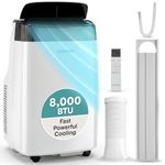 SereneLife Portable Electric Air Conditioner Unit-900W 8000 BTU Power Plug-in AC Cold Indoor Room Conditioning System with Cooler, Dehumidifier, Fan, Exhaust Hose, Window Seal, Wheels, Remote (SLPAC8)