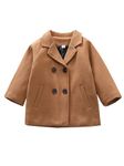 Toddler Baby Kids Boys Wool Blend Coat Winter Double Breasted Trench Coat Outwear Pea Coat Jacket 2-7 Years, Brown, 2-3T