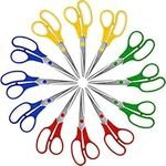 Belle Vous 12 Pack of Assorted Scissors - 21cm/8.27 Inch Overall Length - Sharp Stainless Steel Blades with Coloured Soft Comfort Grip Handles - for Office and Home - Multipurpose Craft Scissors