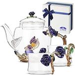 BTaT- Floral Glass Tea Set, 2 Fancy