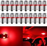 BlyilyB Pack-20 Red BA9S T11 T4W 64111 Miniature Bayonet Single Contact Base 5050SMD LED Bulbs For Side Marker Lights RV and Boat Navigation Bulb Dome Lights Map Lights License Plate Light