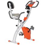 HOMCOM 2-in-1 Foldable Exercise Bike Recumbent Stationary Bike 8-Level Adjustable Magnetic Resistance with Pulse Sensor LCD Display, Orange