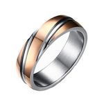 6MM Wedding Rings Men, Rose Gold Personalized Ring Engraved Two Tone Stainless Steel Engagement Ring and Wedding Band Size 7