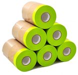 Pre-Taped Masking Paper for Painting - 6 inch x 50 feet Tape and Drape Painters Paper, Paint Adhesive Protective Paper Roll for Covering Skirting, Cars and Auto Body (6 Rolls) (6, 6inch X 50feet)